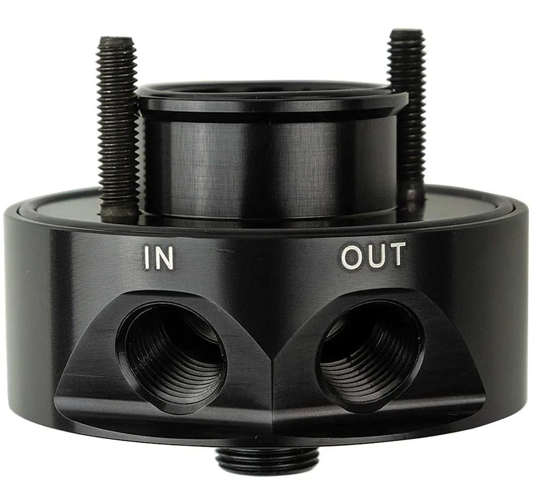 23692 – MOROSO Oil Cooler Adapter, Sandwich 10An Inlet And Outlet Ports